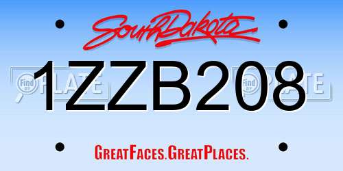 1ZZB208 South Dakota License Plate
