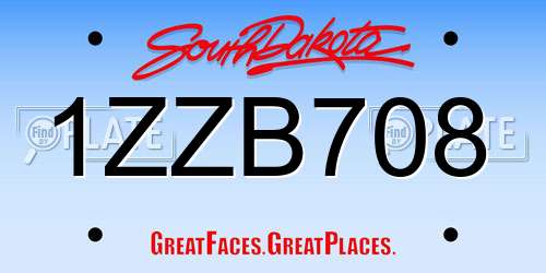 1ZZB708 South Dakota License Plate