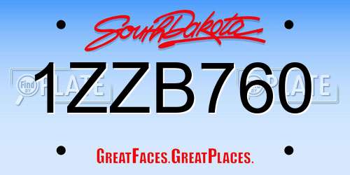 1ZZB760 South Dakota License Plate