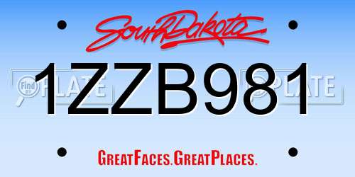 1ZZB981 South Dakota License Plate