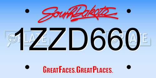 1ZZD660 South Dakota License Plate