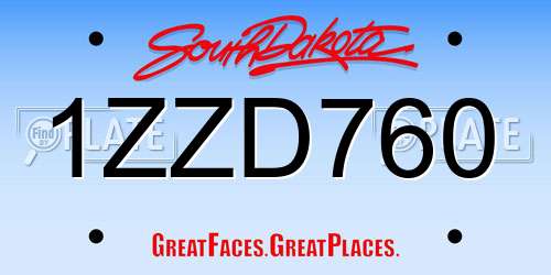 1ZZD760 South Dakota License Plate