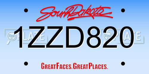 1ZZD820 South Dakota License Plate