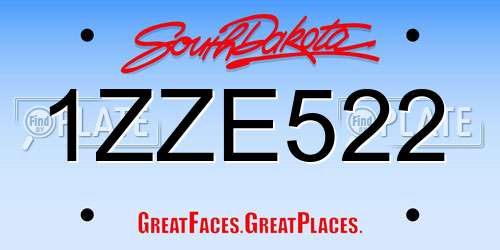1ZZE522 South Dakota License Plate