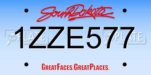1ZZE577 South Dakota License Plate