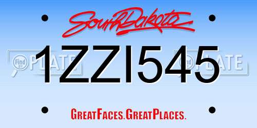 1ZZI545 South Dakota License Plate