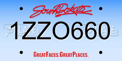 1ZZO660 South Dakota License Plate
