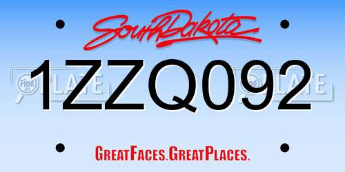 1ZZQ092 South Dakota License Plate