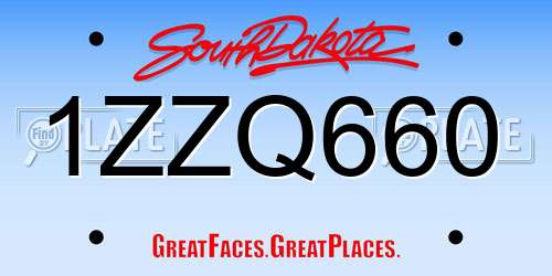 1ZZQ660 South Dakota License Plate