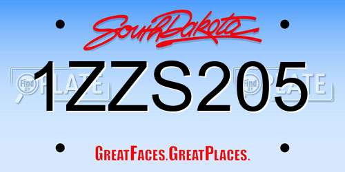 1ZZS205 South Dakota License Plate