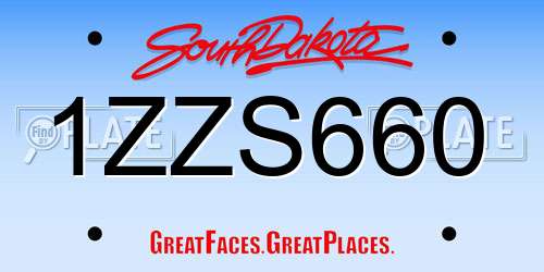 1ZZS660 South Dakota License Plate