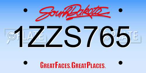 1ZZS765 South Dakota License Plate