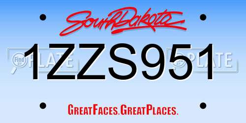 1ZZS951 South Dakota License Plate