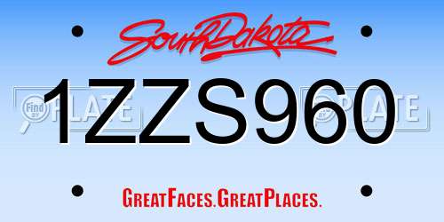 1ZZS960 South Dakota License Plate
