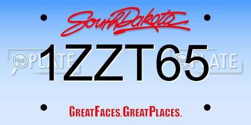 1ZZT65 South Dakota License Plate
