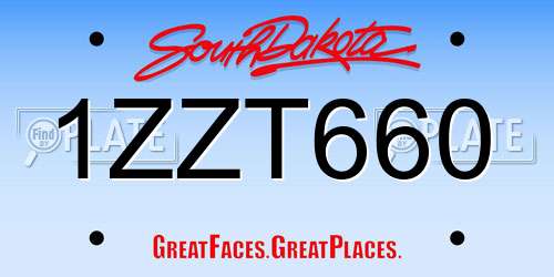 1ZZT660 South Dakota License Plate