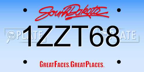 1ZZT68 South Dakota License Plate