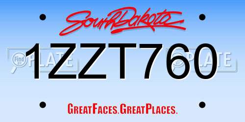 1ZZT760 South Dakota License Plate