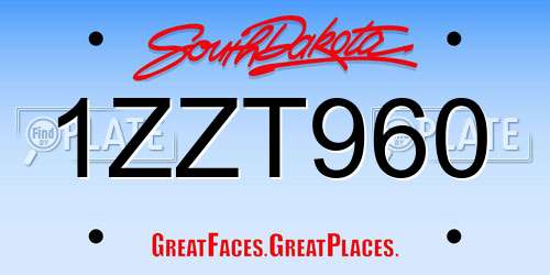 1ZZT960 South Dakota License Plate