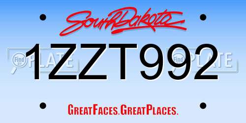 1ZZT992 South Dakota License Plate