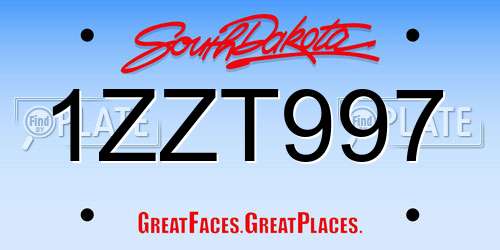 1ZZT997 South Dakota License Plate