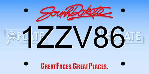 1ZZV86 South Dakota License Plate