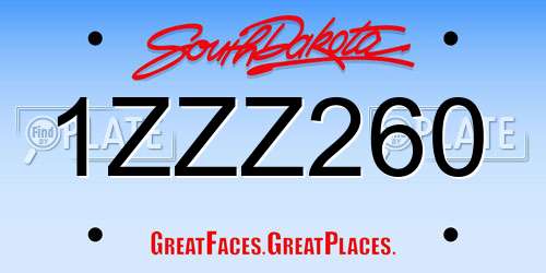 1ZZZ260 South Dakota License Plate