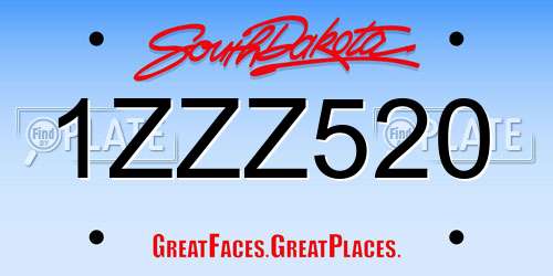 1ZZZ520 South Dakota License Plate