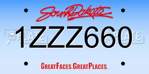 1ZZZ660 South Dakota License Plate