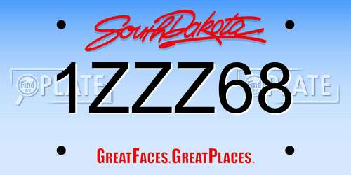 1ZZZ68 South Dakota License Plate