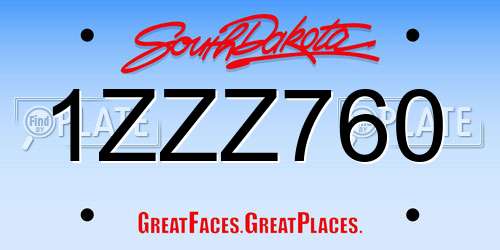 1ZZZ760 South Dakota License Plate