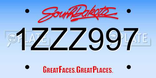 1ZZZ997 South Dakota License Plate