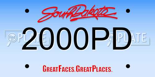 2000PD South Dakota License Plate