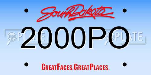 2000PO South Dakota License Plate