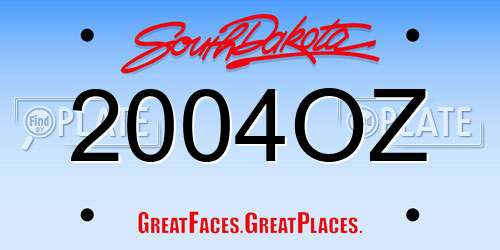 2004OZ South Dakota License Plate