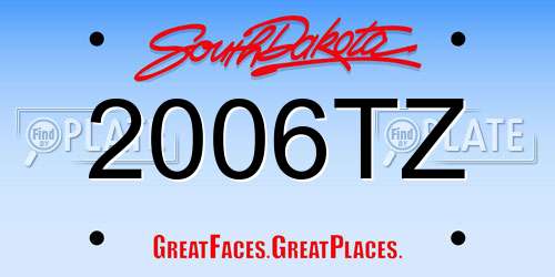 2006TZ South Dakota License Plate