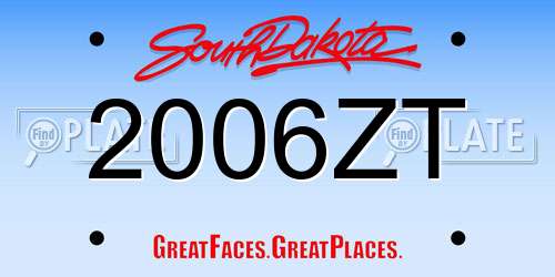 2006ZT South Dakota License Plate