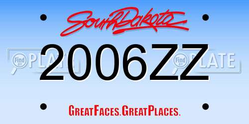 2006ZZ South Dakota License Plate
