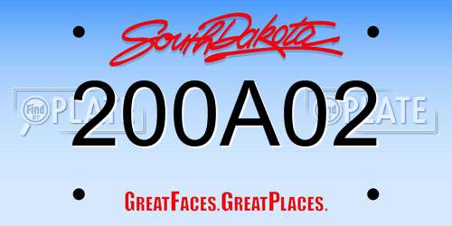 200A02 South Dakota License Plate