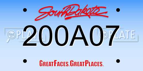 200A07 South Dakota License Plate