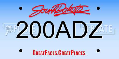 200ADZ South Dakota License Plate