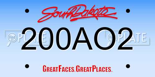 200AO2 South Dakota License Plate