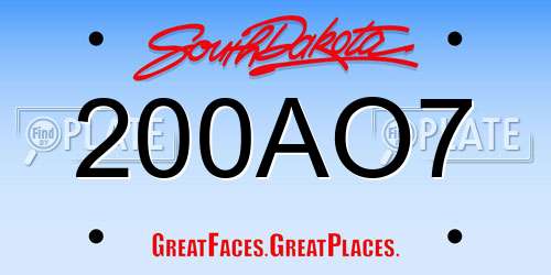 200AO7 South Dakota License Plate