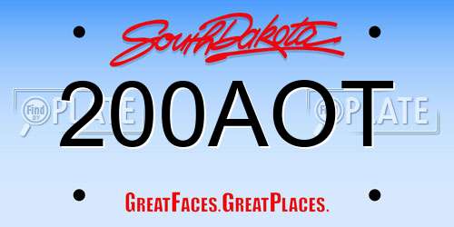 200AOT South Dakota License Plate