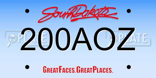 200AOZ South Dakota License Plate