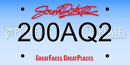 200AQ2 South Dakota License Plate
