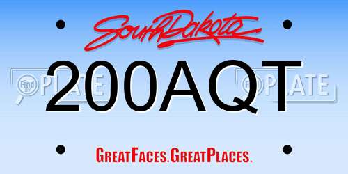 200AQT South Dakota License Plate