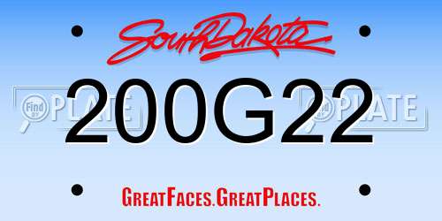 200G22 South Dakota License Plate