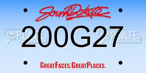 200G27 South Dakota License Plate