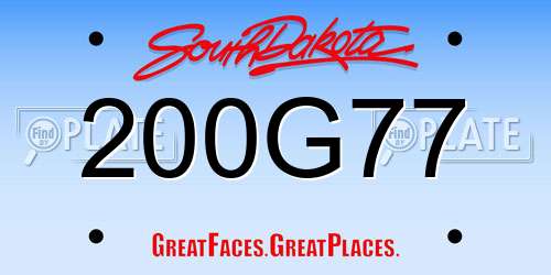 200G77 South Dakota License Plate